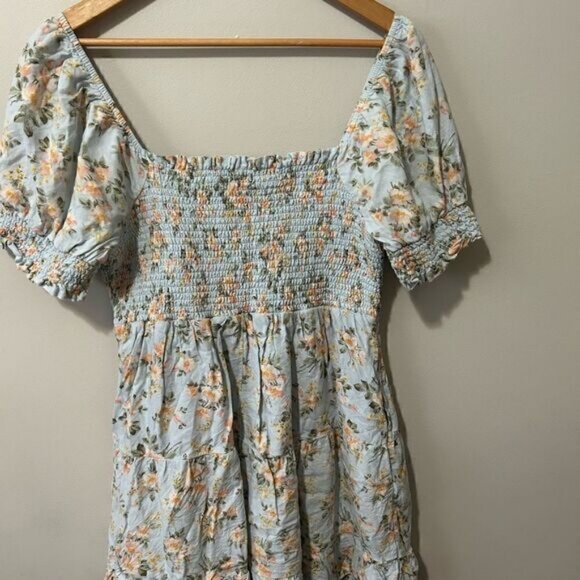 American eagle floral mini frilly puff sleeve dress M - Picture 8 of 9